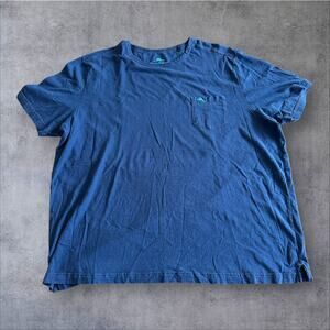 Tommy Bahama Men XXXL Blue Cotton Pocket Short Sleeve Marlin Crew Neck Shirt